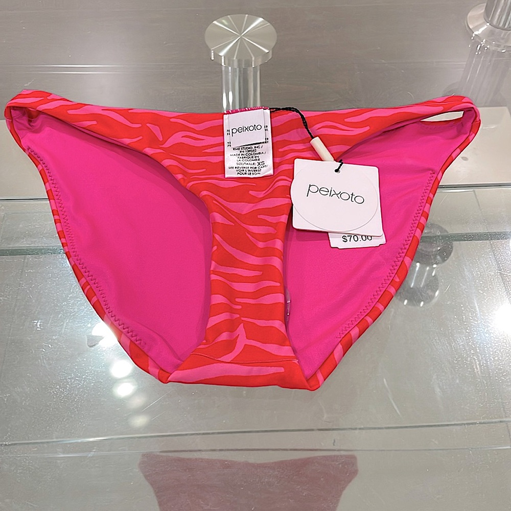 NWT PEIXOTO pink and red Bella high leg skimpy XS swim bottom tanga new